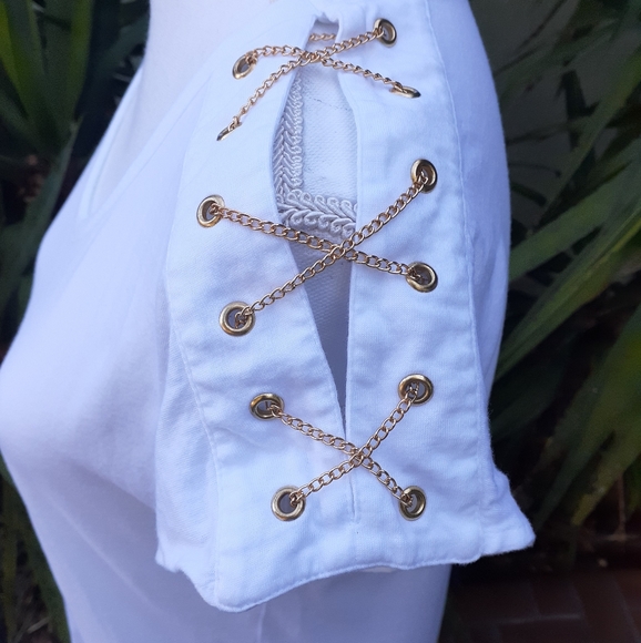 Michael Kors White Tee and Gold Chains - Picture 1 of 9